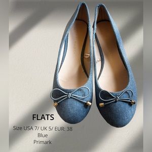 Primark blue-jeans flat shoes size USA 7